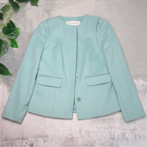DONCASTER Wool Blend Blazer Light Blue Button Front Jacket Women’s Size 6 - Picture 2 of 12